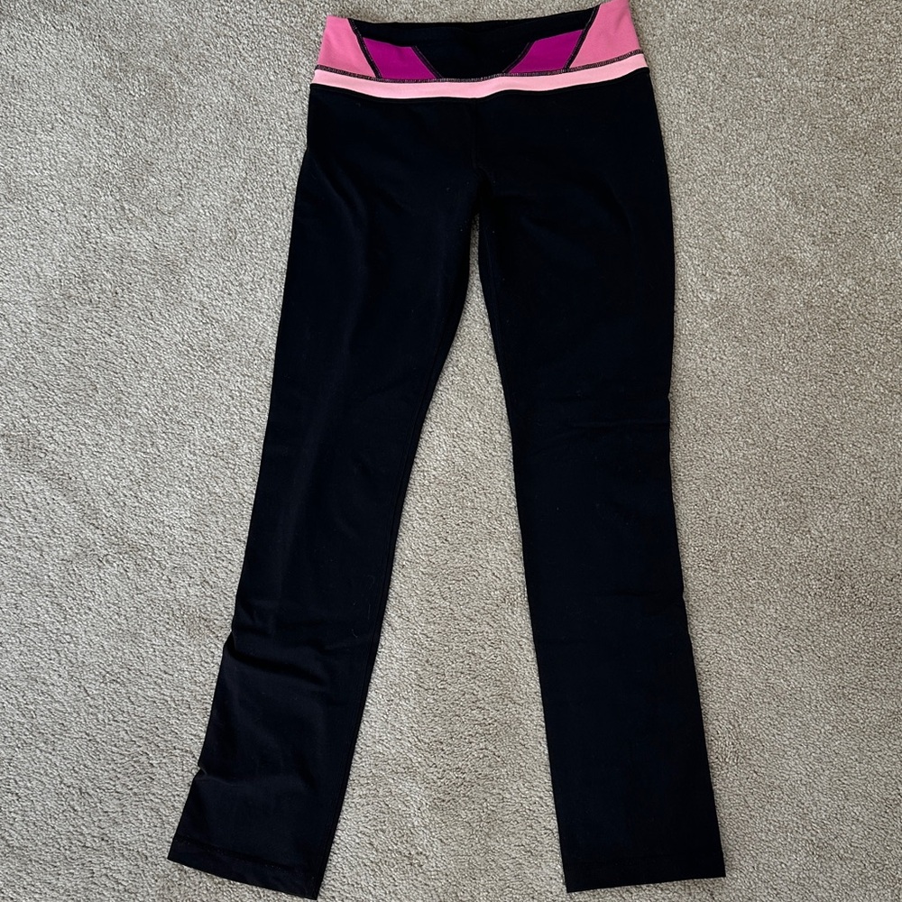 Lululemon Black Yoga Pants with Pink Accent Waistband